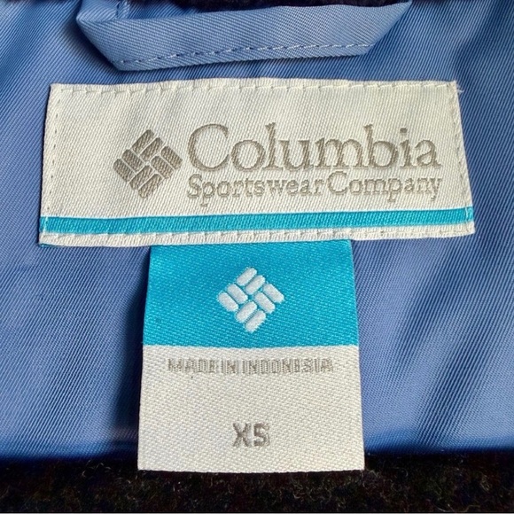 Columbia Crystal Caves Mid Blue Puffer Winter Coat Faux Fur Jacket XS - Picture 10 of 11